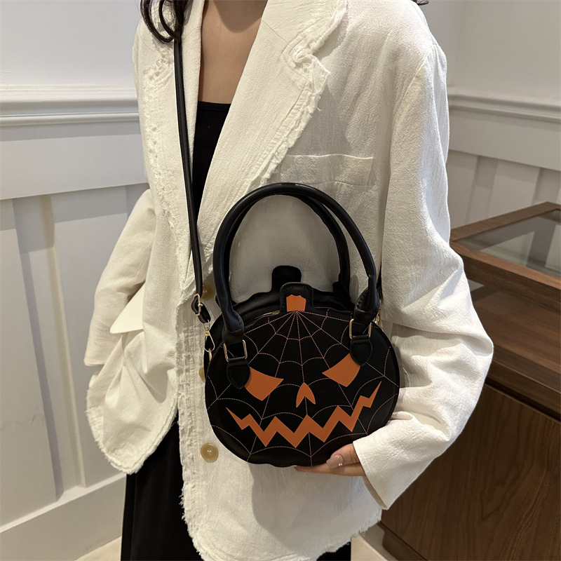 Halloween Funny Pumpkin Bag 2024 New Fashion color-blocking, creative and trendy single-shoulder women's bag, cartoon crossbody bag details Picture