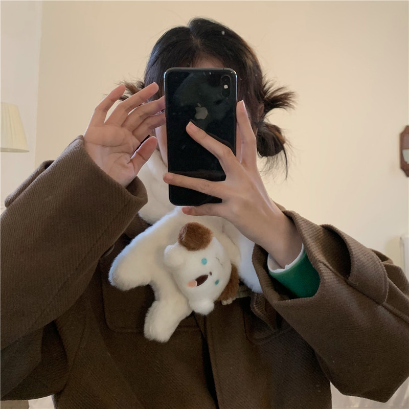 Cute Shouting puppy plush scarf for winter girls 2022 new Style Versatile Cartoon fluffy student warm neck Item Picture
