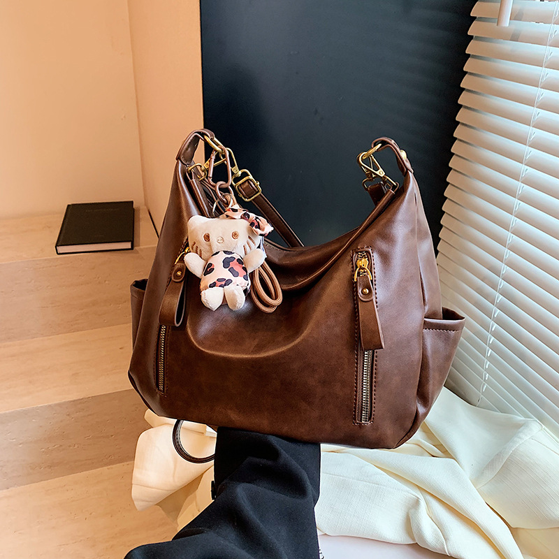 A high-end Korean-style large-capacity single-shoulder bag for women, a retro bag, a new 2024 trendy and fashionable single-shoulder crossbody bag for women Specification drawing