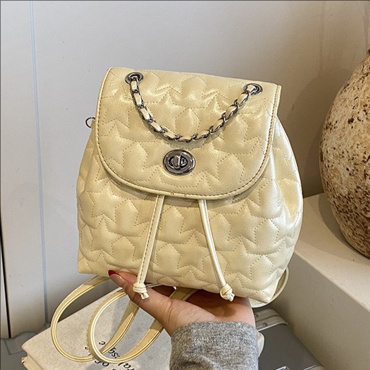 A high-end and fashionable small backpack for women in 2025, with a niche design and a chanel-style chain backpack for women full figure