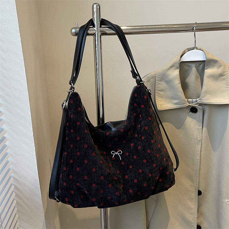 Korean Polka dot Tote backpack for Women 2024 New model, large-capacity versatile crossbody bag, multi-functional commuting bag Specification drawing