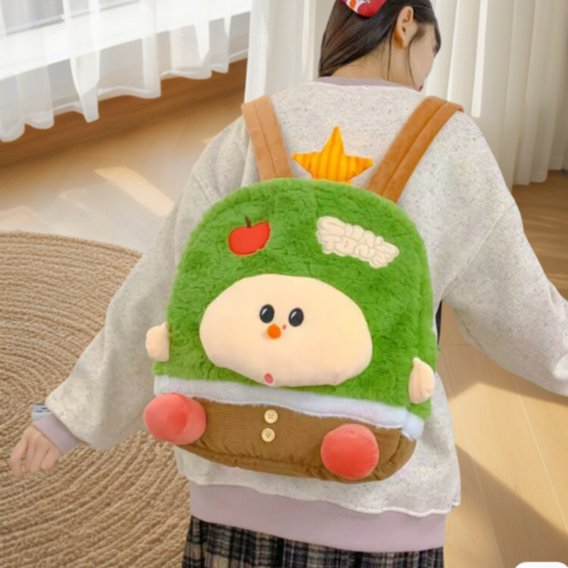 New Apple Tree backpack, ins Japanese-style Hong Kong-style velvet backpack, cartoon girl heart, large capacity doll shoulders full figure
