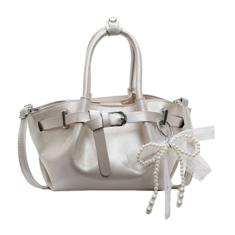 Simple and casual handbag for women, 2025 new Korean style, high-end and fashionable bucket bag, commuting single-shoulder crossbody bag Item Picture