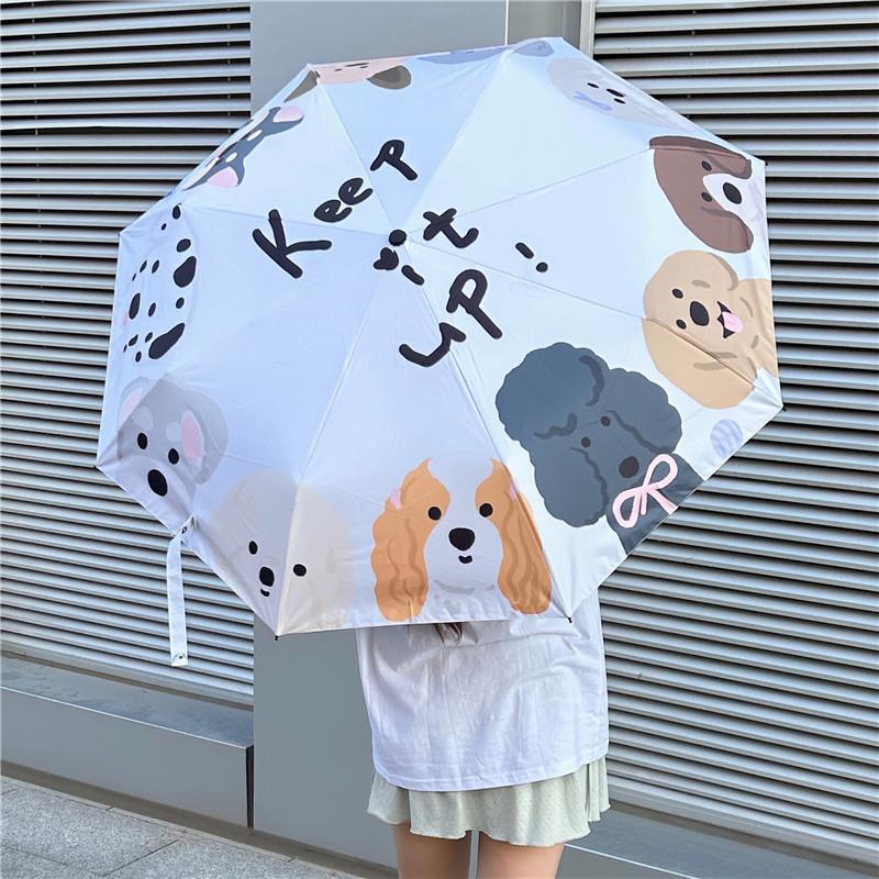 Japanese-style cute puppy, girlish sun protection umbrella, black rubber sun protection umbrella, portable folding umbrella, sun protection umbrella, suitable for both sunny and rainy days Application Scenario