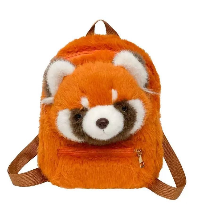 New cartoon backpack, plush red panda, large-capacity doll, cute cartoon schoolbag, backpack, panda on both shoulders Item Picture