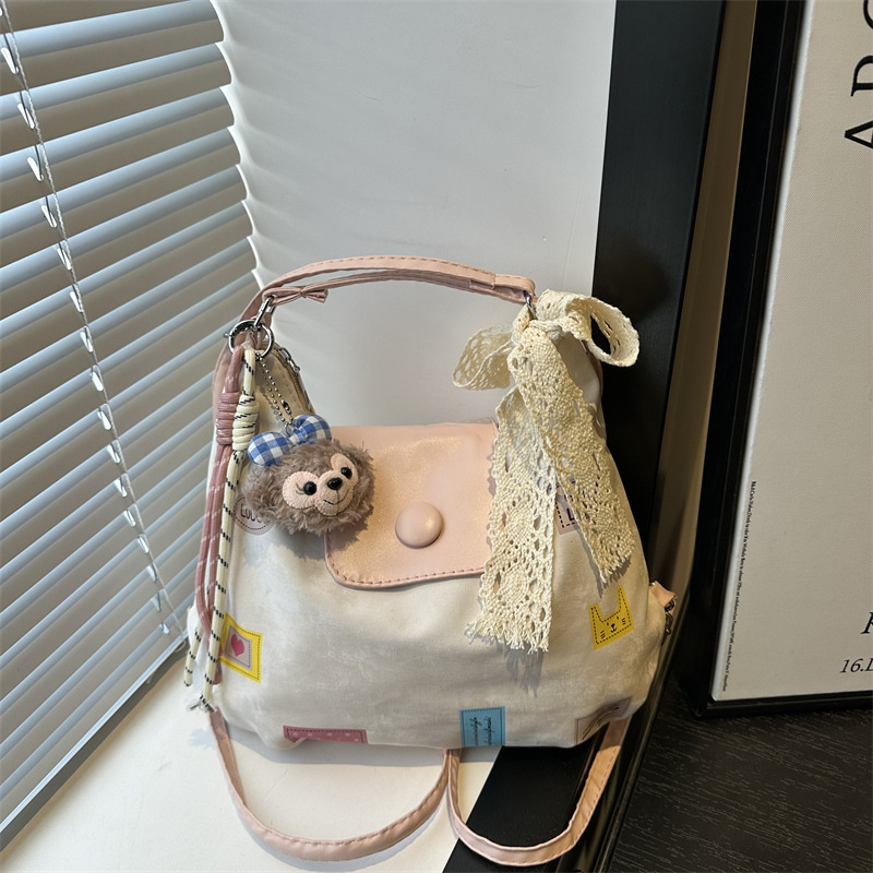 Fashionable, sweet and cute tote bag for women, large-capacity Korean version color-blocking hand-held shoulder bag, multi-functional student backpack full figure