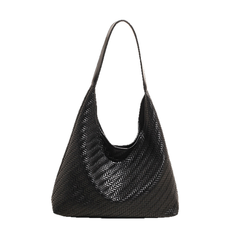 The 2025 new fashionable and trendy woven bag, simple commuting tote bag, niche design underarm bag, and stylish single-shoulder bag Item Picture