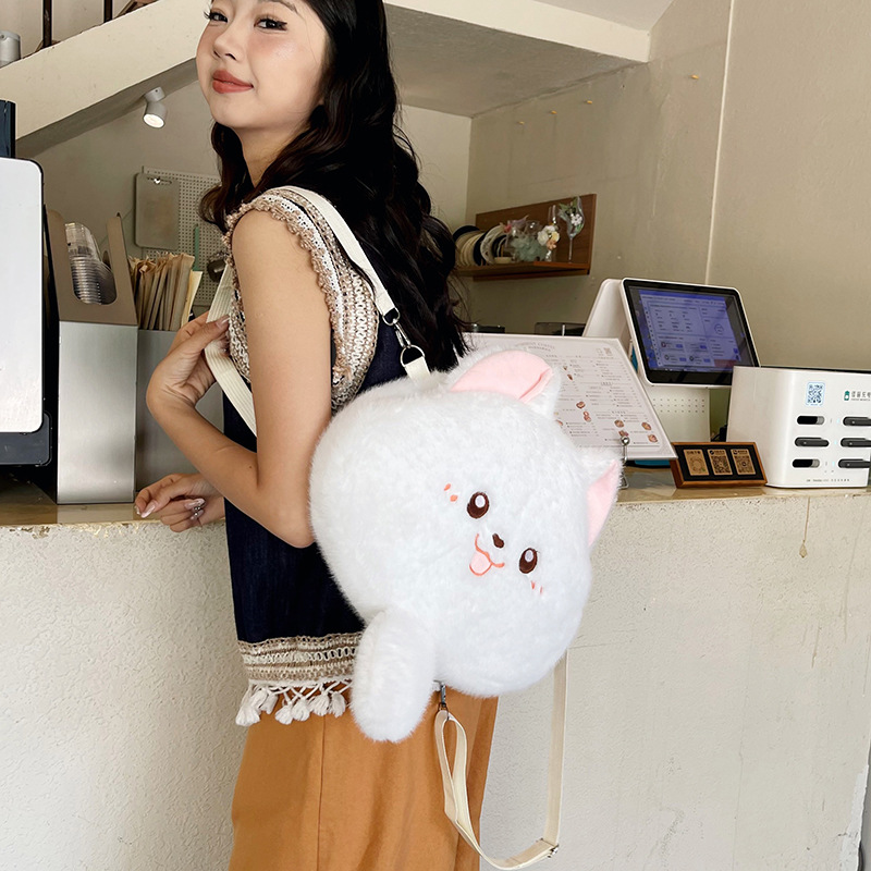 New cartoon cat toy bags, children's room plush toy bags, large-capacity cat backpacks, claw machine dolls Specification drawing
