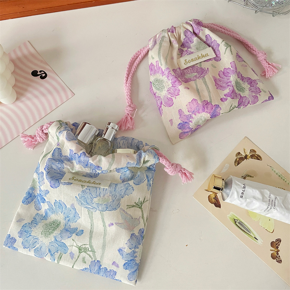 56292 Hand-held small cloth bag, cute drawstring storage bag, makeup bag, lipstick, sundries, travel cloth bag, small size Specification drawing