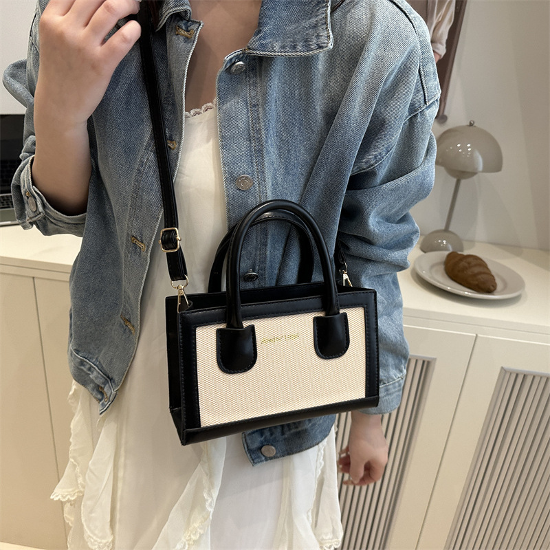 New color-blocking mother-and-child bag, canvas, fashionable single-shoulder crossbody bag, handbag, cross-border, elegant, versatile for ladies and moms Specification drawing