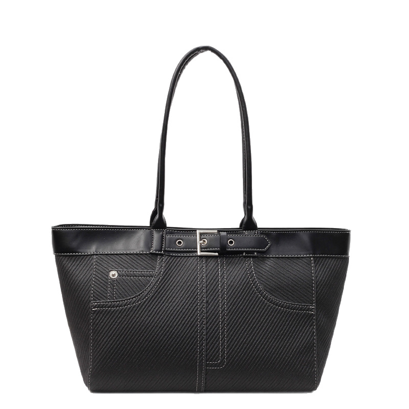 Retro and simple large-capacity tote bag for women, 2025 new style fashionable Korean-style underarm bag, fashionable commuting single-shoulder bag Item Picture