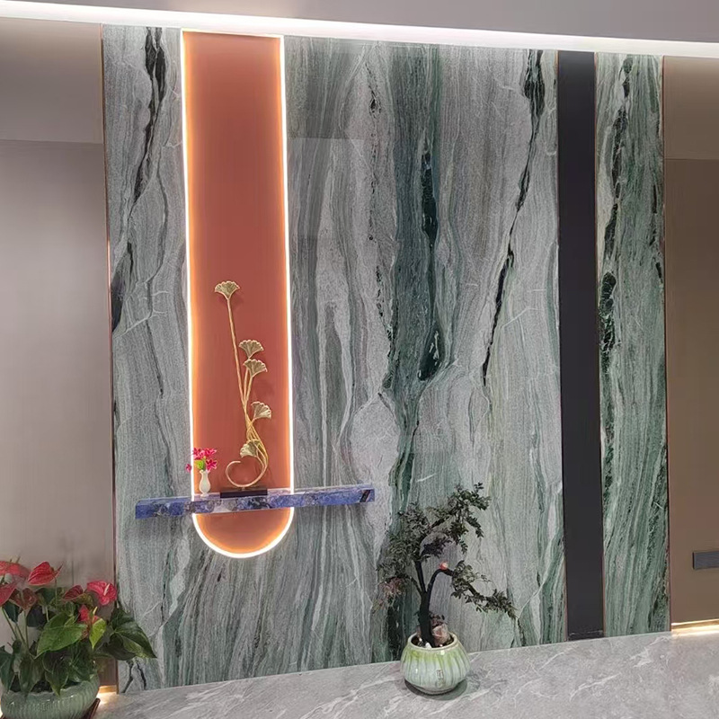 Victoria Green natural marble engineering large slab floor, bathroom staircase stone, villa background wall, exterior wall stone details Picture