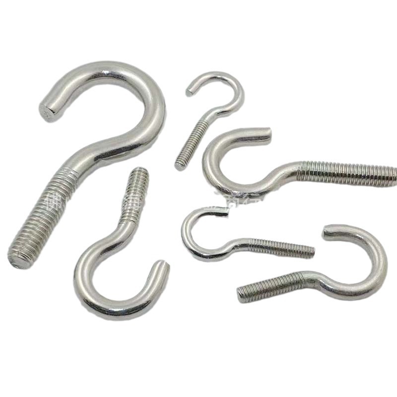 Stainless steel sheep eye hook screw, open sheep eye ring screw hook, white zinc lamp hook, question mark hook screw, M4-M12 Item Picture