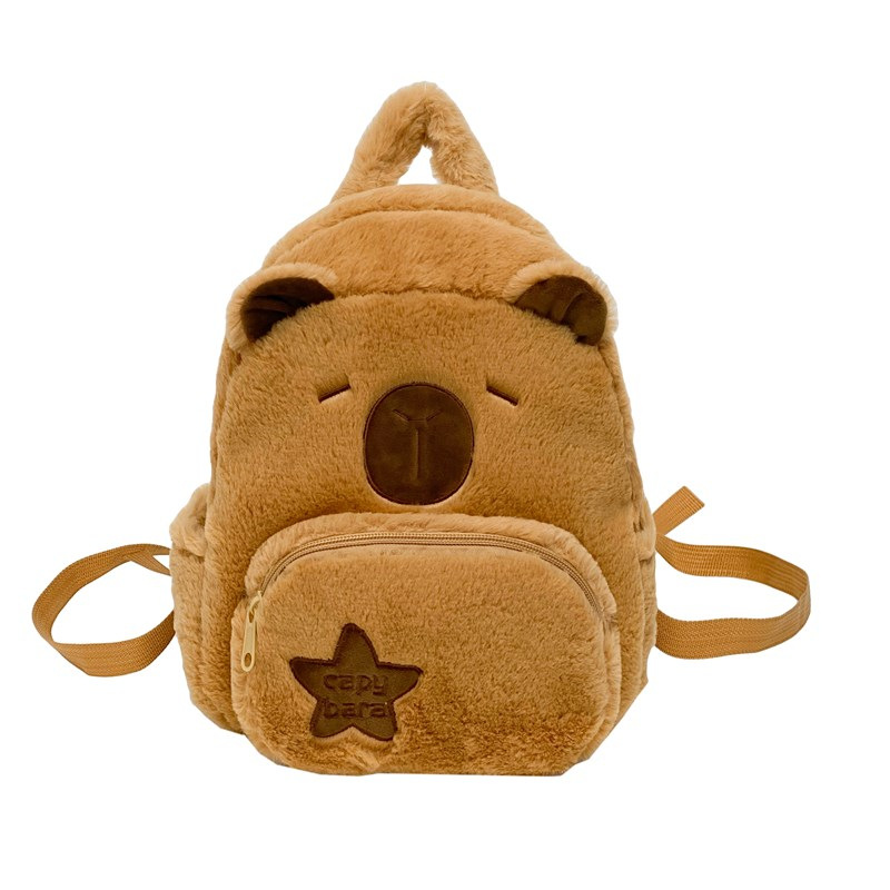 The new Capibara plush Capybara backpack 2024 is cute and versatile. It's a cute plush bag for girls and cartoon students Item Picture