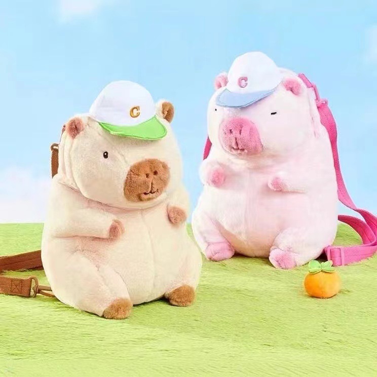 New Capibara sports Capybara backpack, Capibara doll bag, plush toy single-shoulder doll bag full figure