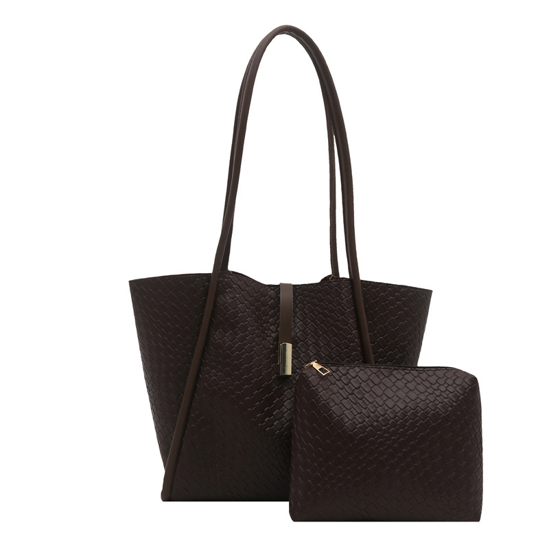 Retro bucket bag for women, new trendy woven checkered embossed crossbody bag, fashionable single-shoulder underarm handbag for women Item Picture