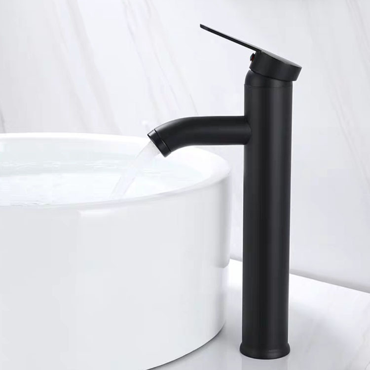 Stainless steel lacquered faucet, European black countertop basin faucet, bathroom cabinet, washbasin faucet full figure