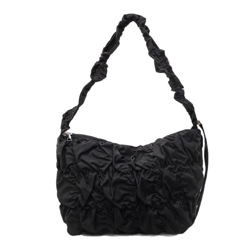 A trendy solid color, large-capacity pleated single-shoulder bag for women in 2025, a new stylish, versatile, simple and casual crossbody bag Item Picture
