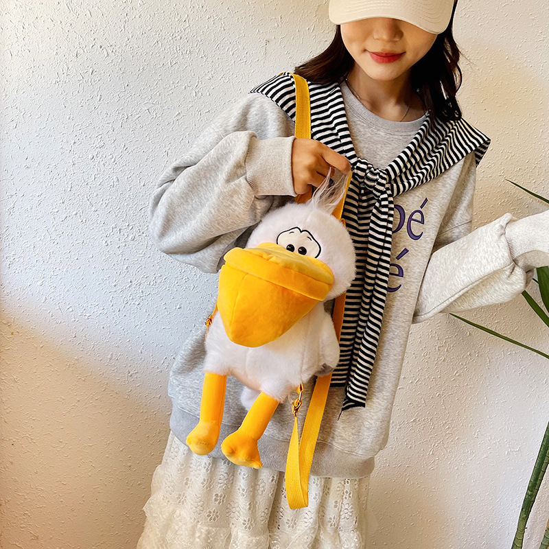 A new cartoon plush toy backpack with a cute and girlish heart, a funny and cute small backpack with a large capacity details Picture