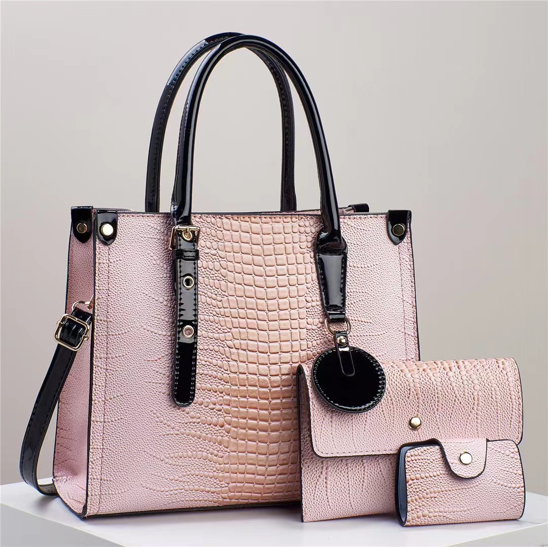 2024 Tote bag Large bag High-end women's handbag, foreign trade women's bag large capacity pu crossbody women's bag three-piece set details Picture