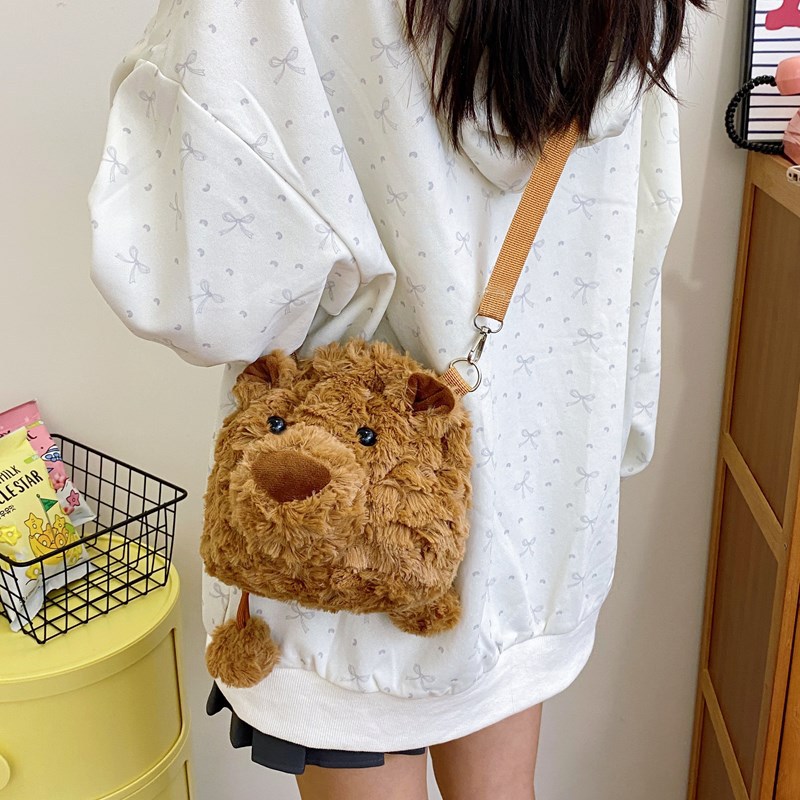 New cute Barcelona Bear large-capacity collection single-shoulder bag, multi-functional backpack, plush toy doll bag Specification drawing