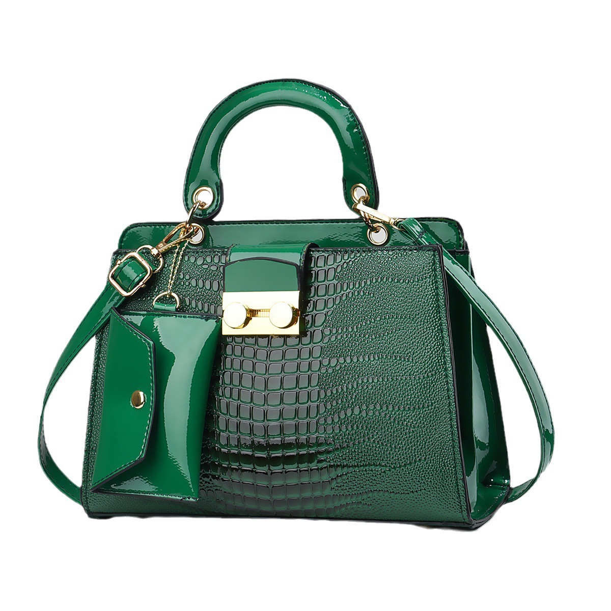 New 2023 Women's bag style Lizard pattern two-piece set, simple and elegant European and American trend single-shoulder crossbody handbag Item Picture