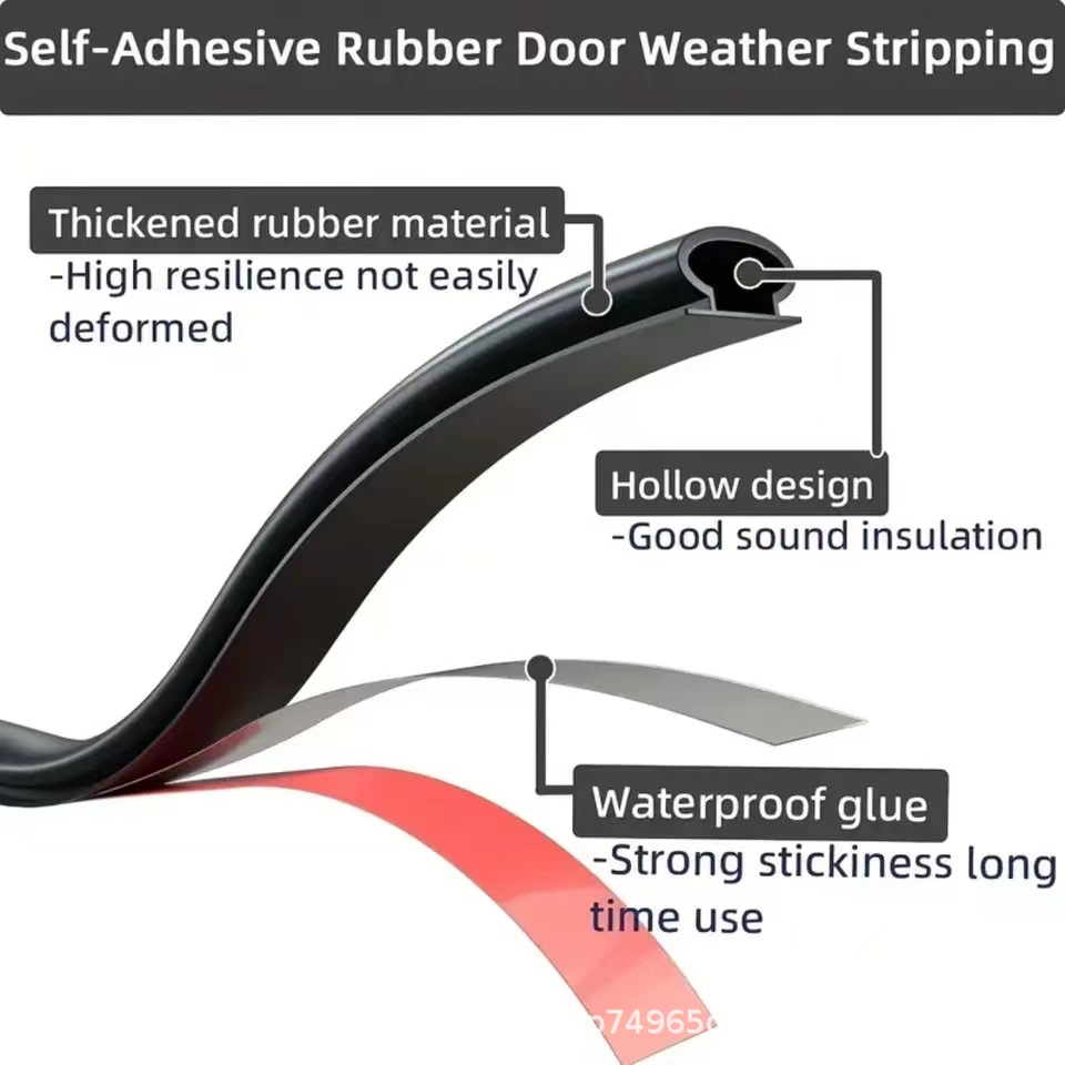 Cross-border supply of 10*6 size TPE windproof and soundproof self-adhesive strips for anti-theft doors, 3 meters /6 meters /8 meters per roll details Picture
