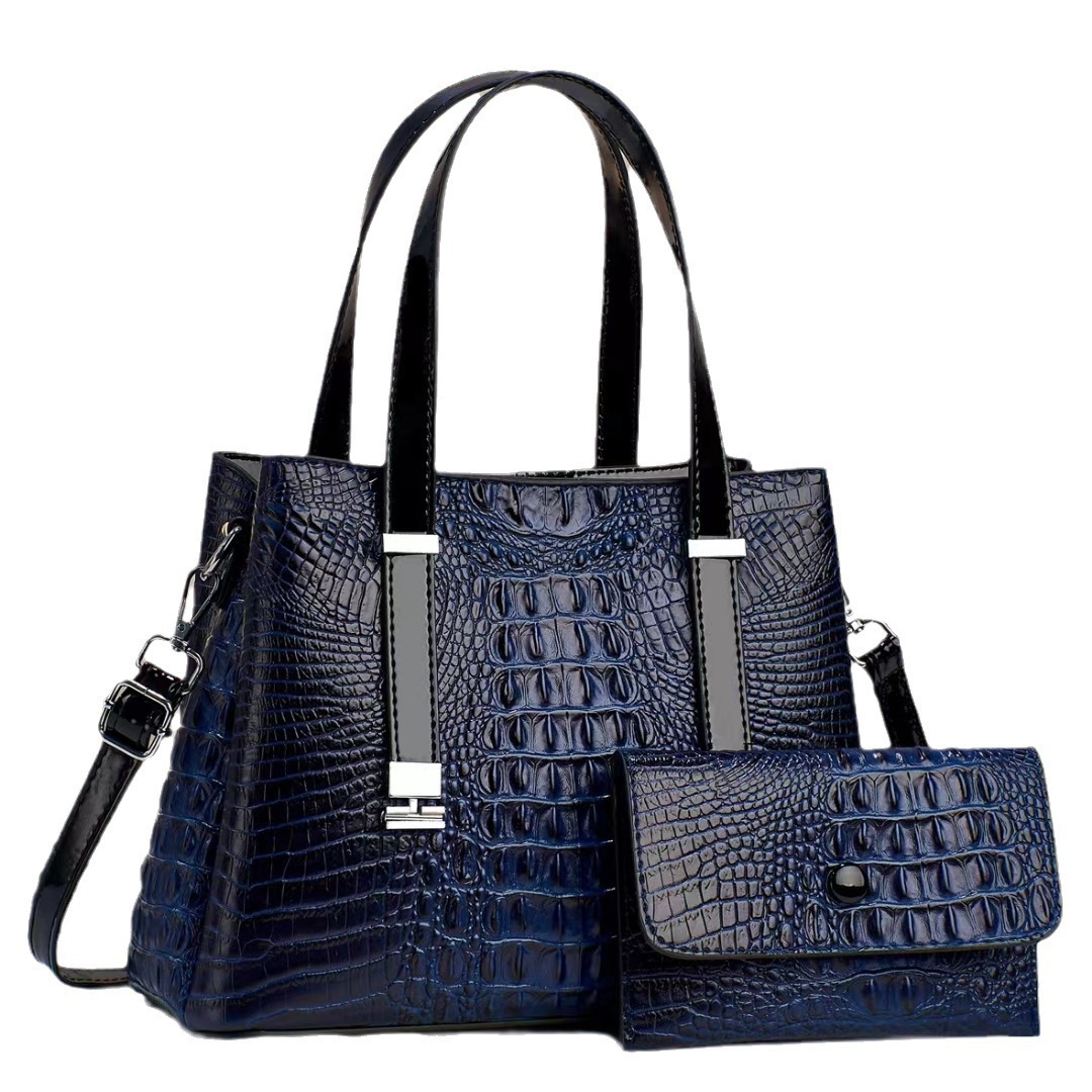 Crocodile pattern mother and child bag 2024 new model, leather texture, large capacity, mother bag, cross-border handbag, fashionable crossbody bag Item Picture