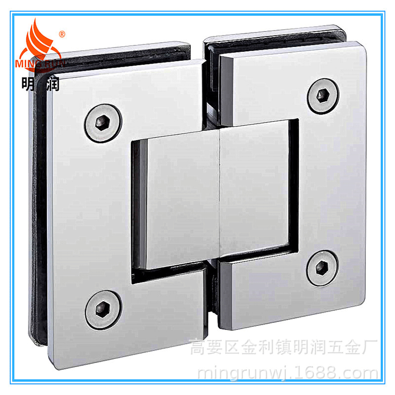 Stainless steel bathroom clamp, frameless shower room glass partition door clamp, thickened 180-degree precision cast glass door hinge details Picture