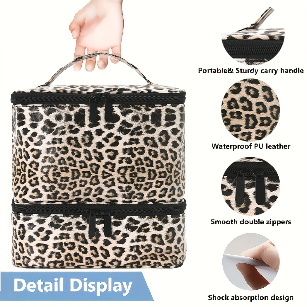 Nail polish storage bag, portable nail care, double-layer raised large-capacity essential oil bag, can hold a stand lamp, 30 bottles Specification drawing