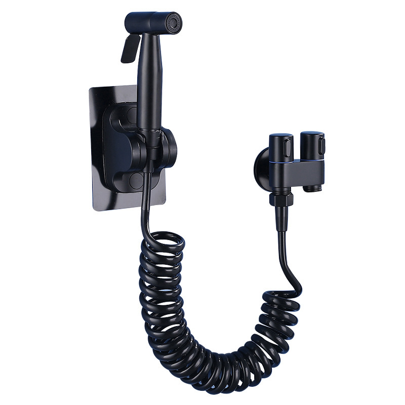 Stainless steel toilet companion spray gun set for flushing and pressurizing, household bathroom, toilet faucet, one in and two out valve Item Picture