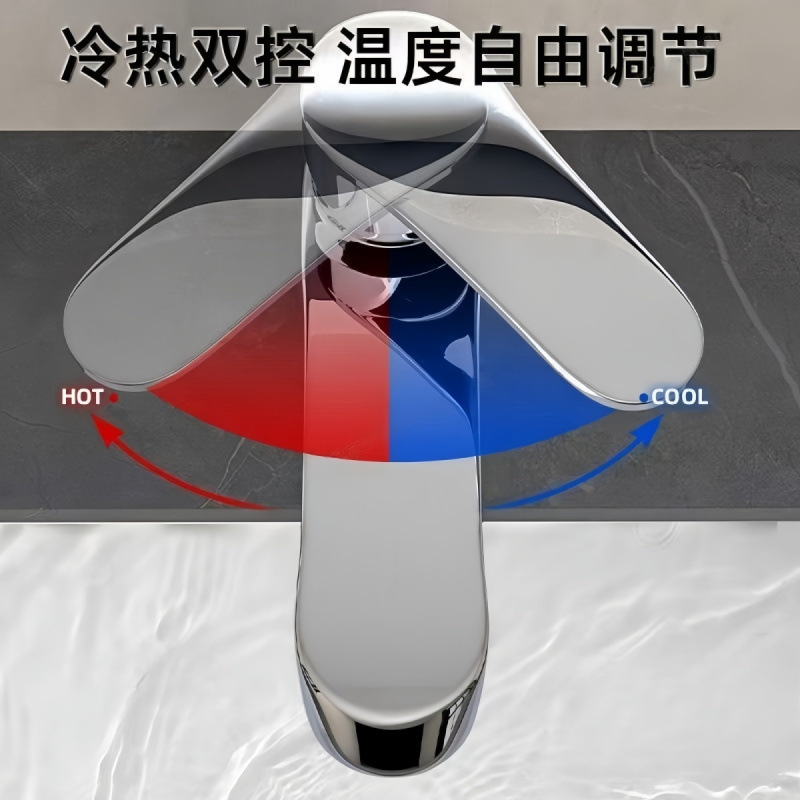 Copper washbasin, faucet, faucet, cold and hot water, household washbasin, bathroom single cold washbasin, countertop, washbasin Specification drawing