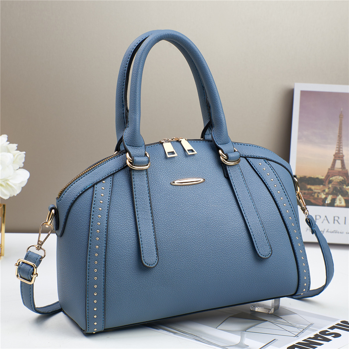 Wholesale of Boston Bag Women's 2024 new niche quality pu handbag with large capacity single-shoulder crossbody bag full figure