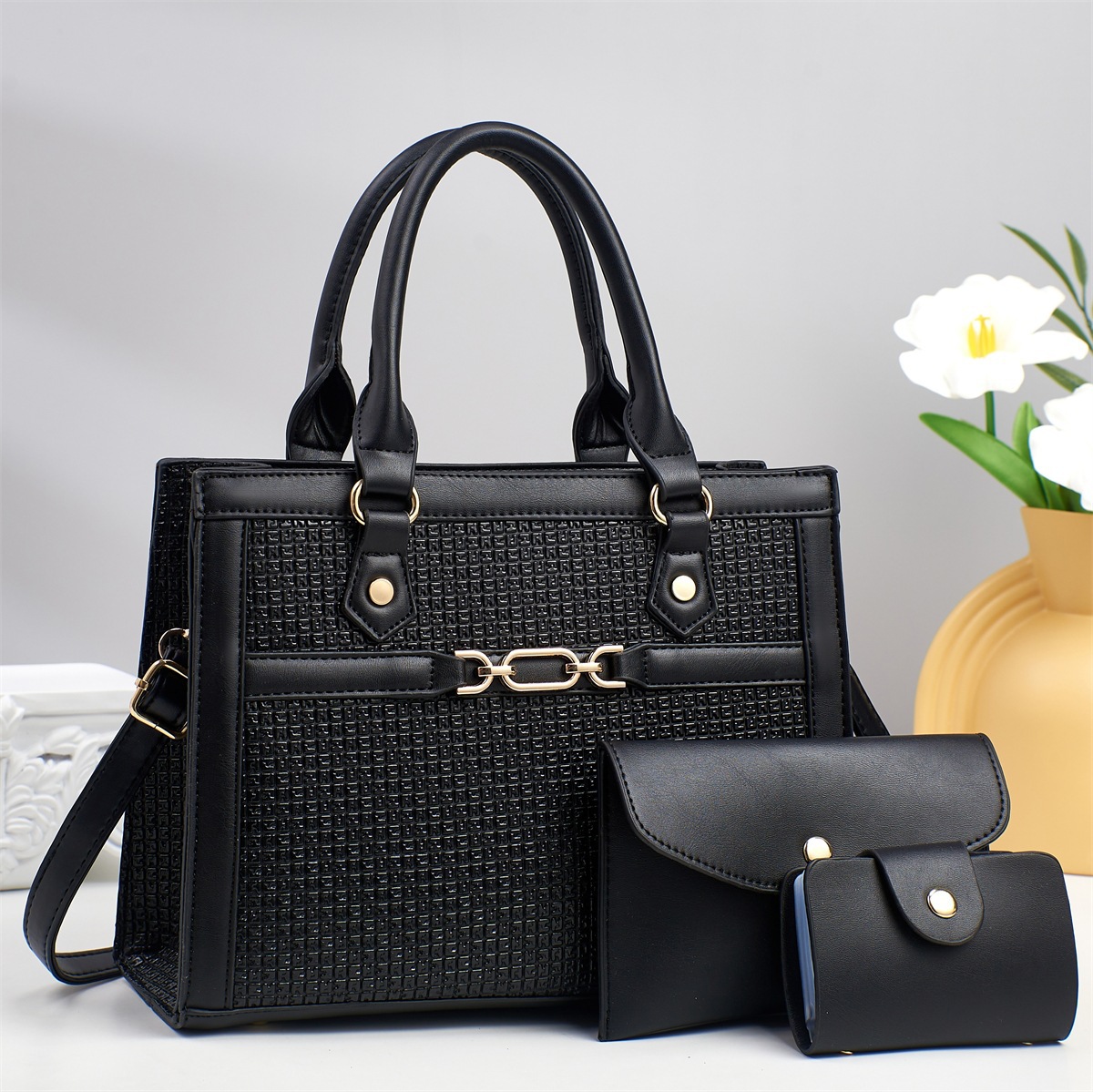 Three-piece set of women's foreign trade bags 2025 new style large-capacity tote commuter handbag, light luxury and elegant mom bag full figure