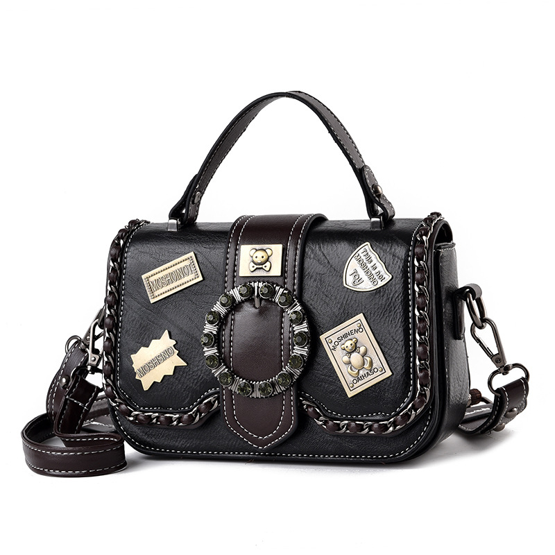 The 2022 new fashionable women's bag, a small square bag with printed badges and diagonal crosses, has become a bestseller in live-streaming on Douyin and Kuaishou Item Picture
