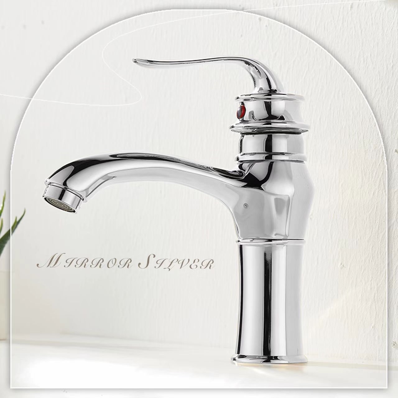 All-copper European-style golden washbasin faucet, bathroom countertop basin, household cold and hot washbasin, washbasin faucet details Picture