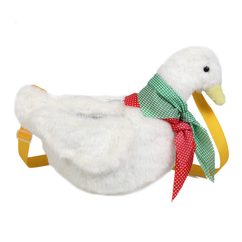 "Chong Ya Girl Duck Bag Girl 2018 New Korean Style Cute plush single-shoulder Bag Fashionable Cartoon duck crossbody bag. Item Picture
