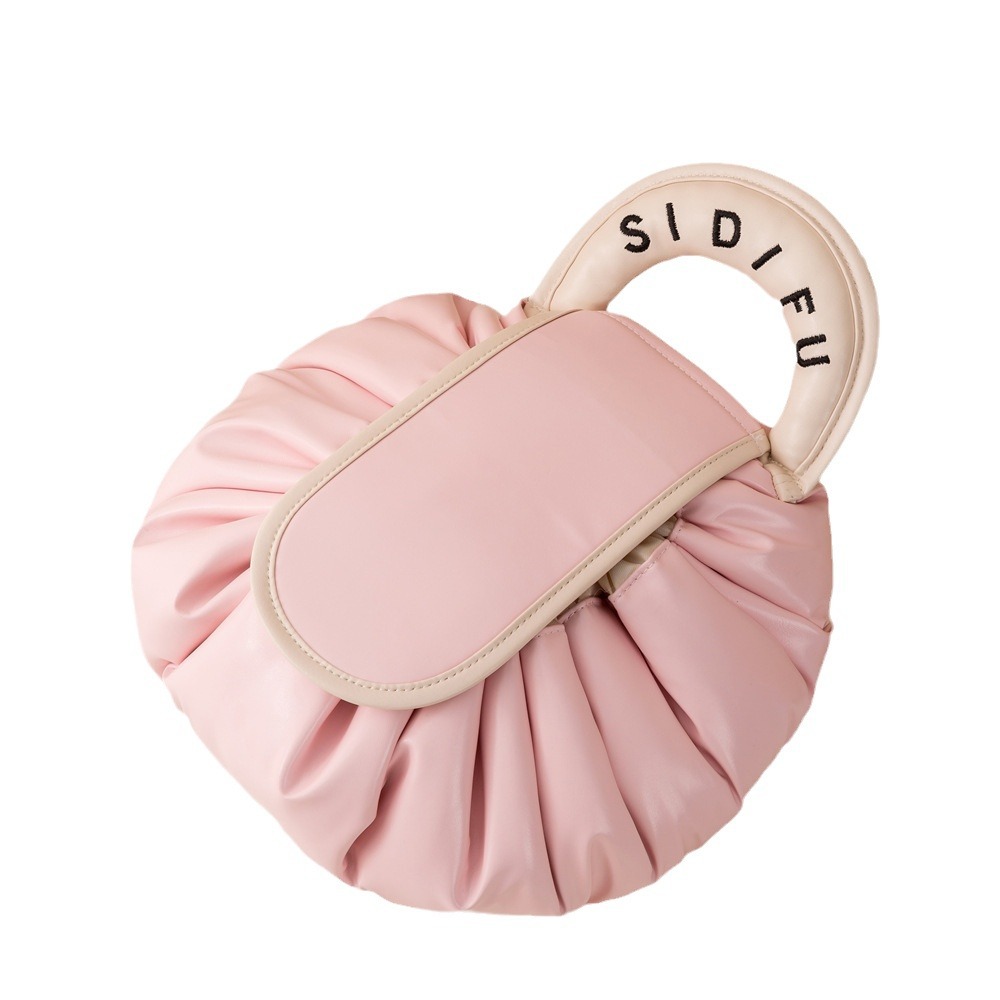 Hand-held lazy bag, makeup bag, large-capacity portable storage bag, popular drawstring toiletry bag, PU storage bag, toiletry bag Item Picture