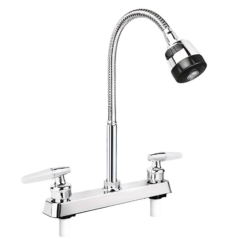 Cross-border export South American cold and hot water faucets, double ceramic plate plastic double interface faucets, kitchen splash-proof faucets Item Picture