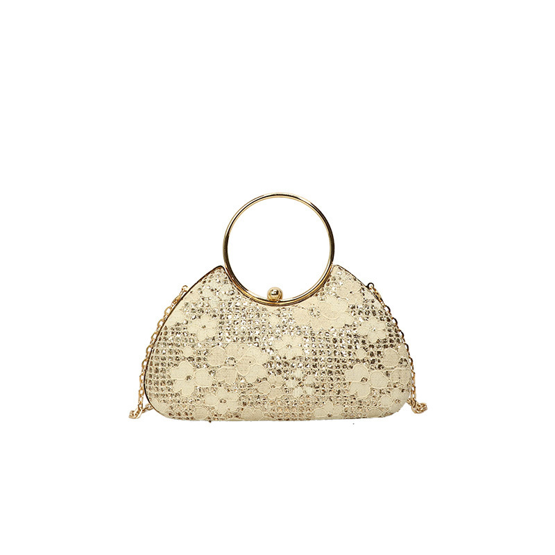 High-end sequined women's 2025 new chain hand-held box bag paired with cheongsam, elegant women's evening bag Item Picture