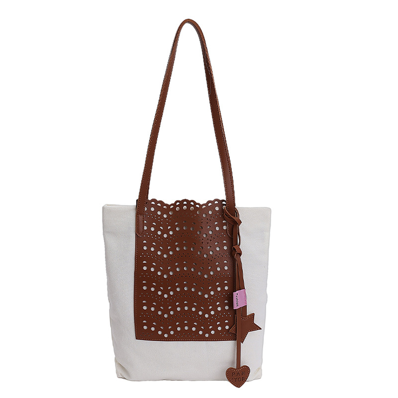 Summer fashion large-capacity canvas bag for women, 2025 new style hollowed-out underarm bag, versatile single-shoulder tote bag Item Picture