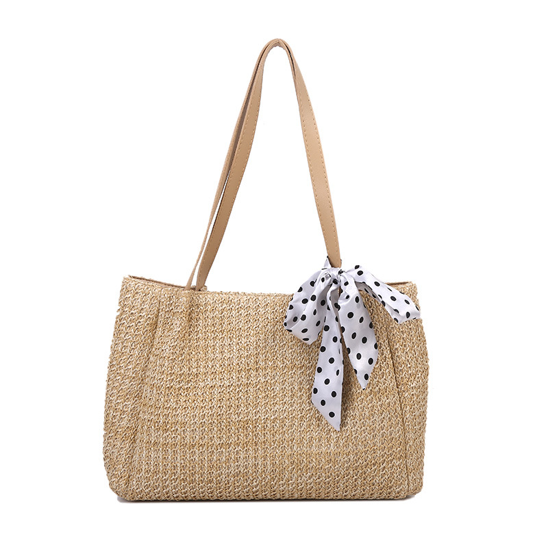 Large-capacity straw woven tote bag for women, 2024 new style fashionable shoulder bag, casual woven bag, commuter bag Item Picture