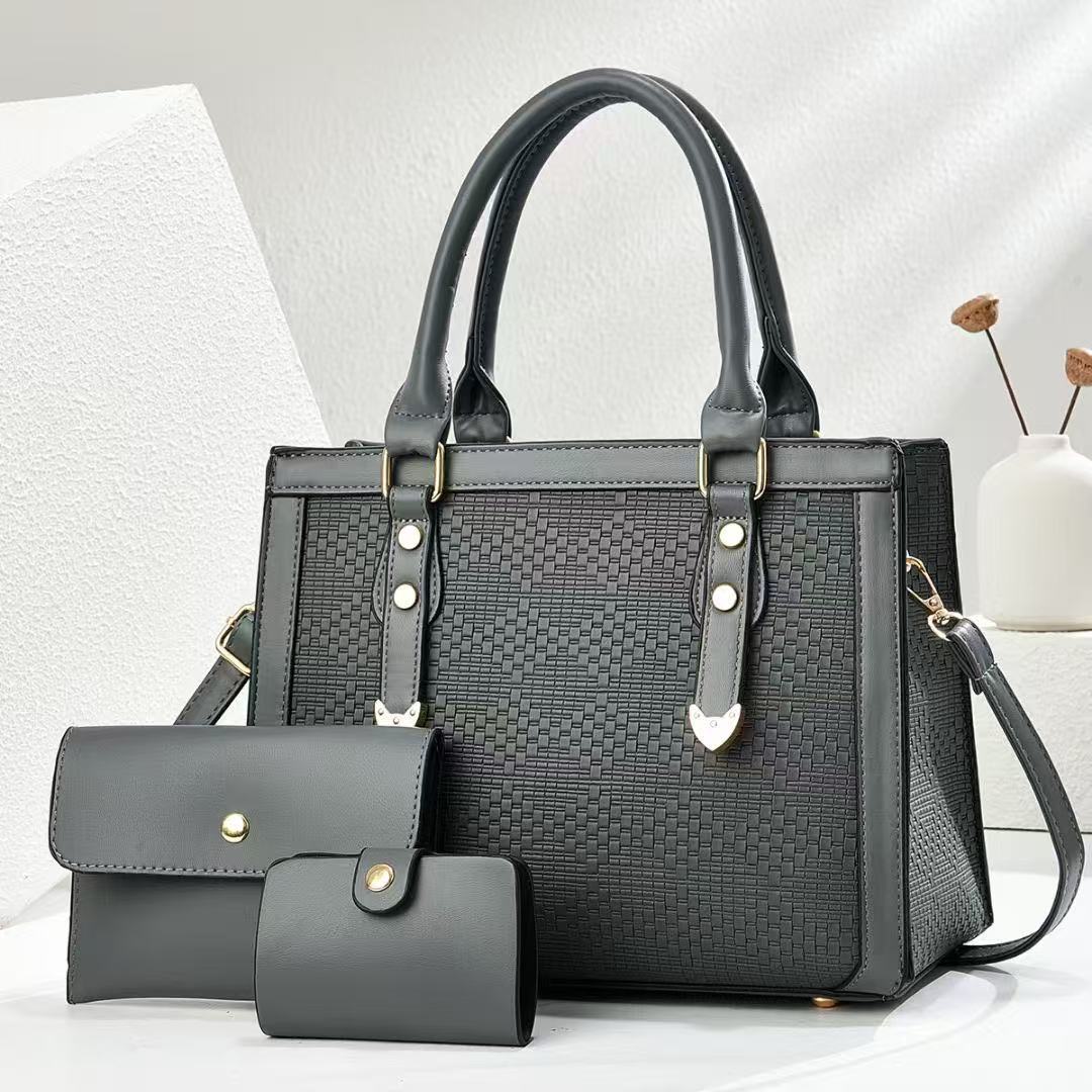 Taizhou PU leather three-piece women's bag 2025 new trendy bag, women's set bag, crossbody single-shoulder hand-carry mother and child bag Application Scenario