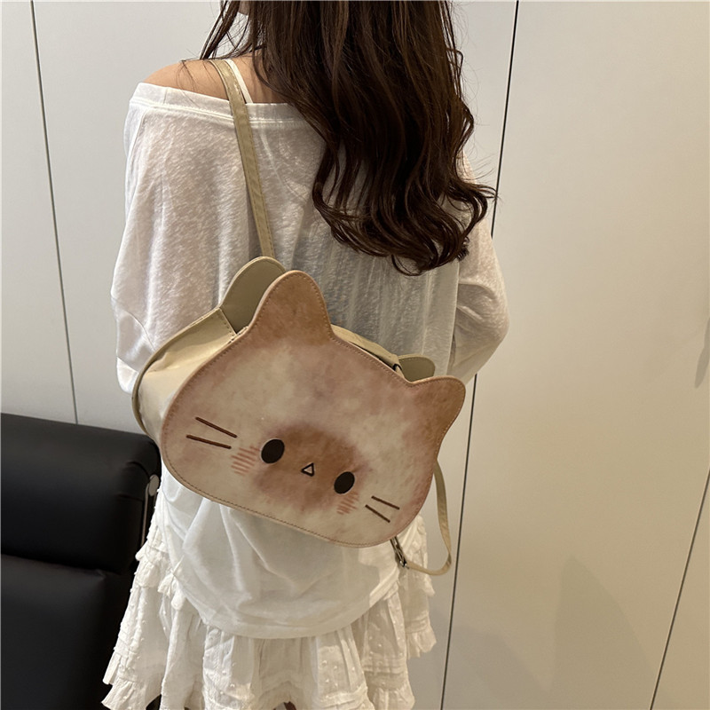 2025 New cute and well-behaved bread, kitten, puff puff backpack, cartoon bag, tote bag, creative bag for girls Specification drawing