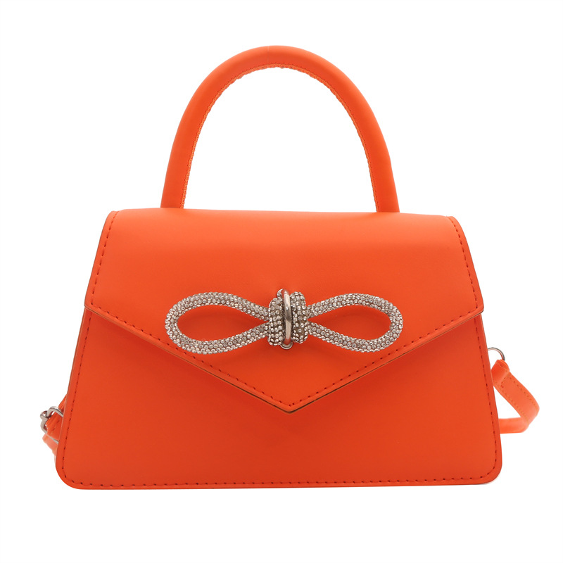 Korean-style simple solid color bow stitching girl's bag, fashionable crossbody single-shoulder hand-held small bag, casual women's bag Item Picture