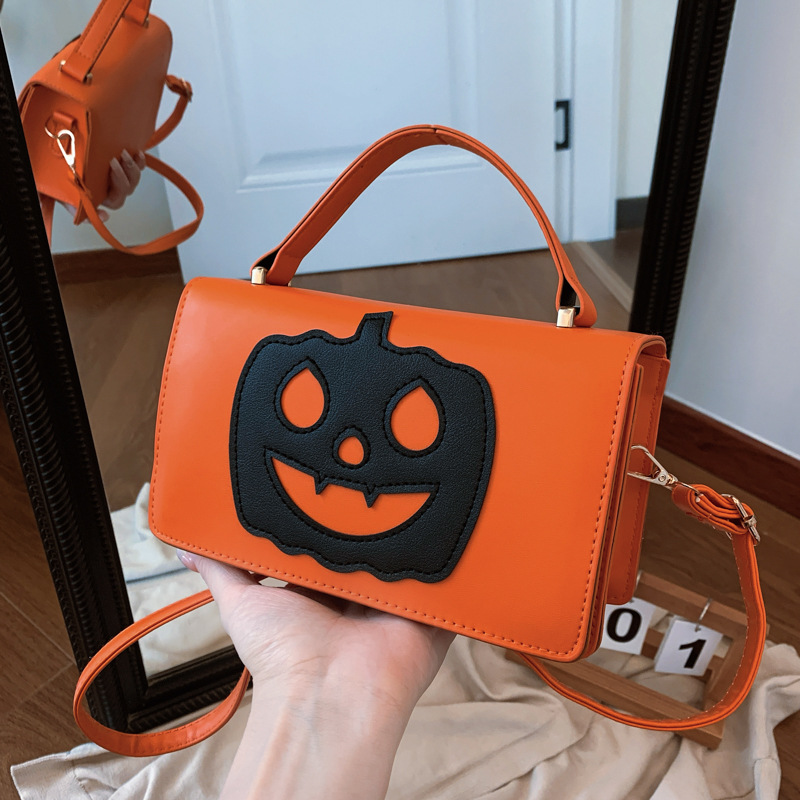 Halloween Pumpkin handbag for Girls 2024 Cross-border Niche and funny Design Party personality single-shoulder crossbody bag full figure