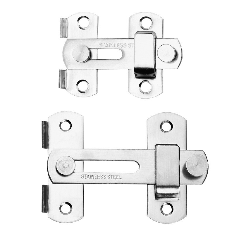 Thickened stainless steel door latch, 90-degree sliding door lock, household pet cage door bolt, right-angle lock, factory direct sales Item Picture