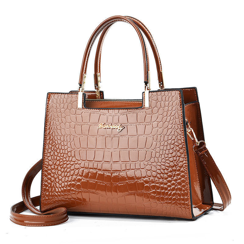 A new autumn and winter women's bag for 2024, a trendy and popular bright leather single-shoulder crossbody crocodile pattern handbag, available for dropshipping Item Picture