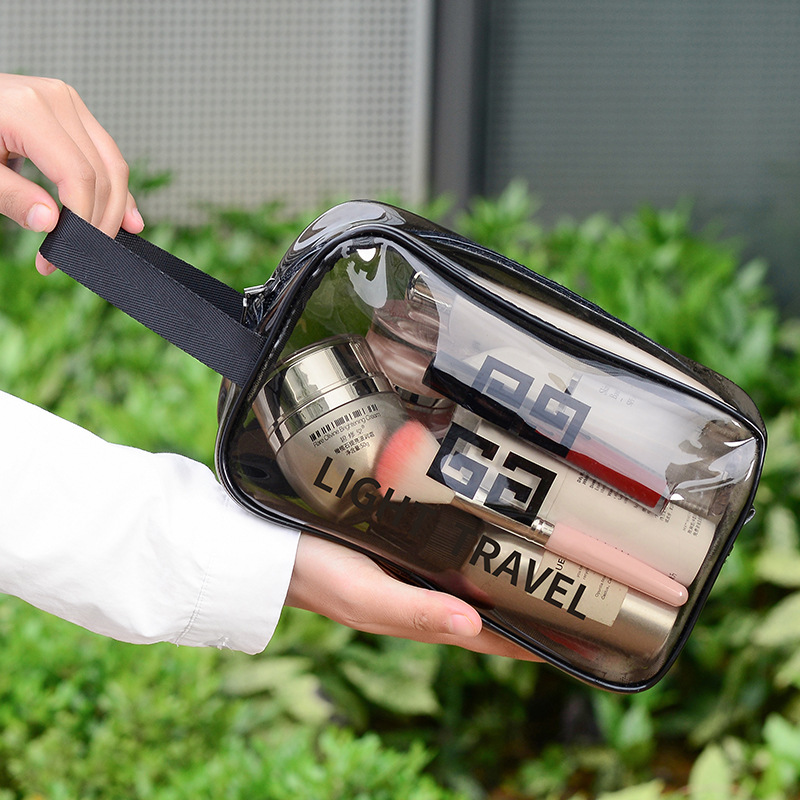 Wholesale large-capacity transparent pvc cosmetic bags, portable toiletry bags, waterproof cosmetic storage bags, travel storage bags details Picture
