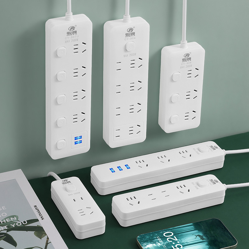 Smart switch socket, multi-position power strip, cable power strip, household multi-hole multi-functional five-hole socket board details Picture